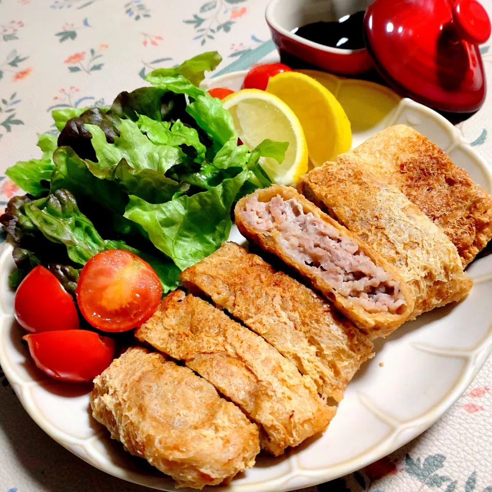 お揚げで豚こま豚カツ|cherry🍒さん