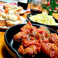 ミートボールのトマト煮込みでプチクリスマス風ディナー|とまと🍅さん