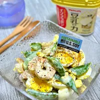 エビとスナップエンドウと卵のサラダ|あゆさん