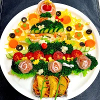 クリスマスツリーポテトサラダ|まめもにおさん