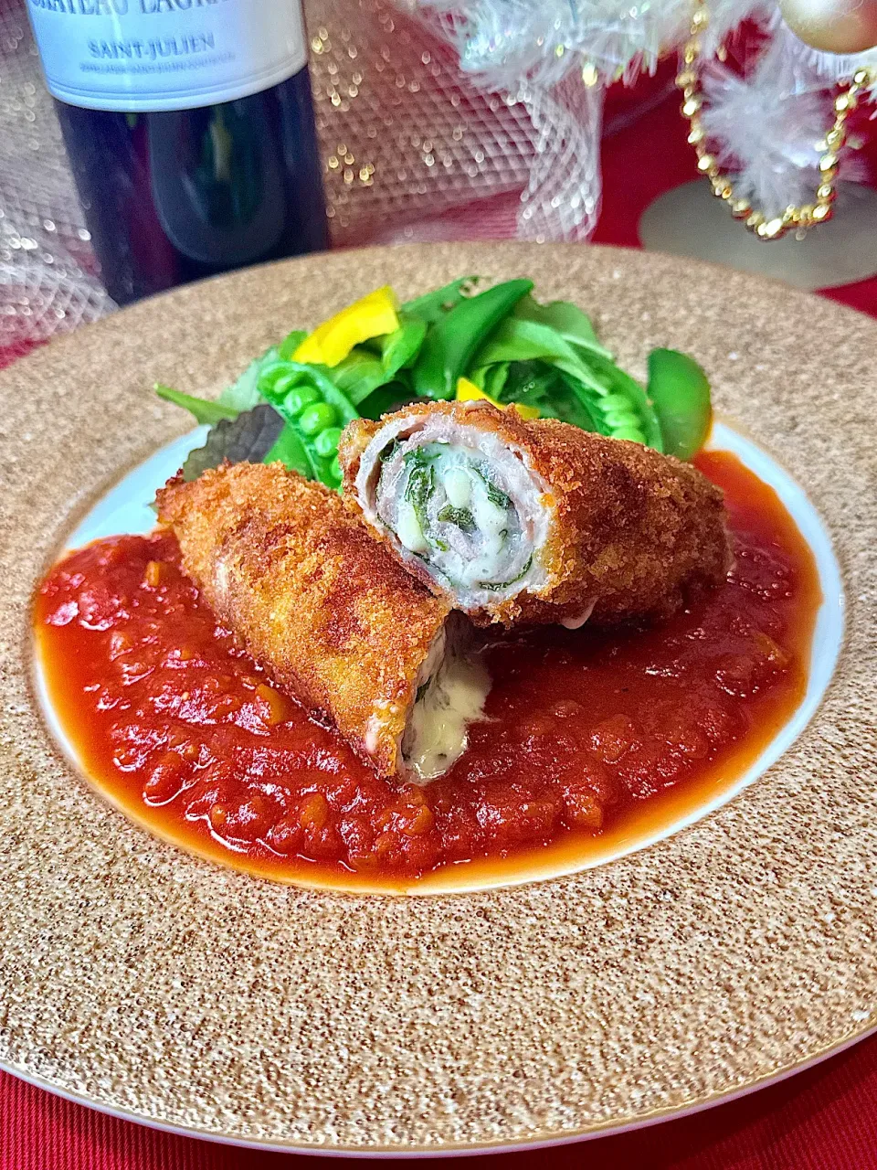 豚しそチーズフライ.⋆﻿𝜗𝜚トマトソース|鬼百合さん