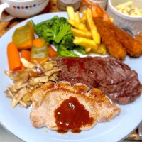 ひとりクリスマスランチ🥩ダブルステーキ|にょんにいさん