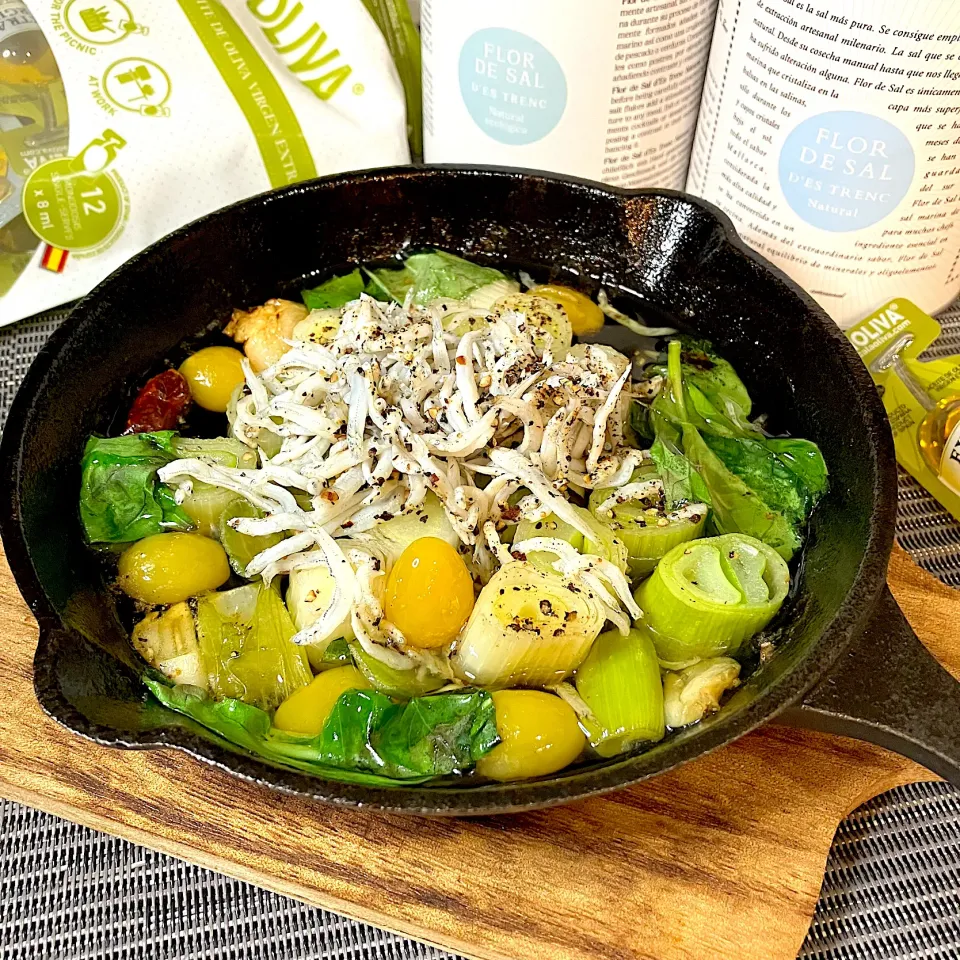 長ネギとしらすのアヒージョ|KAORIさん