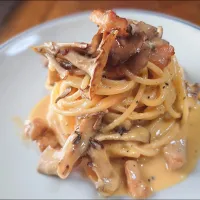 Spaghetti alla Carbonara con Funghi Maitake|kazaneさん