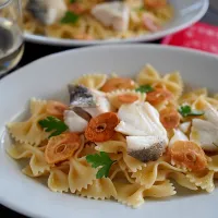 鱈のピルピルソースでパスタ