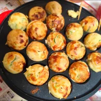 私が準備、息子作のたこ焼き✨🥰