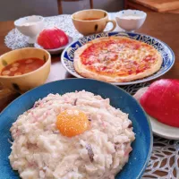 ベーコンときのこのカルボナーラリゾット|まめころさん