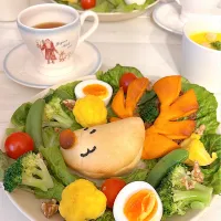 トナカイパンで朝ごはん🥗|party martyさん