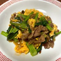 牛肉と小松菜のオイスターソース炒め卵付き|ネコさん