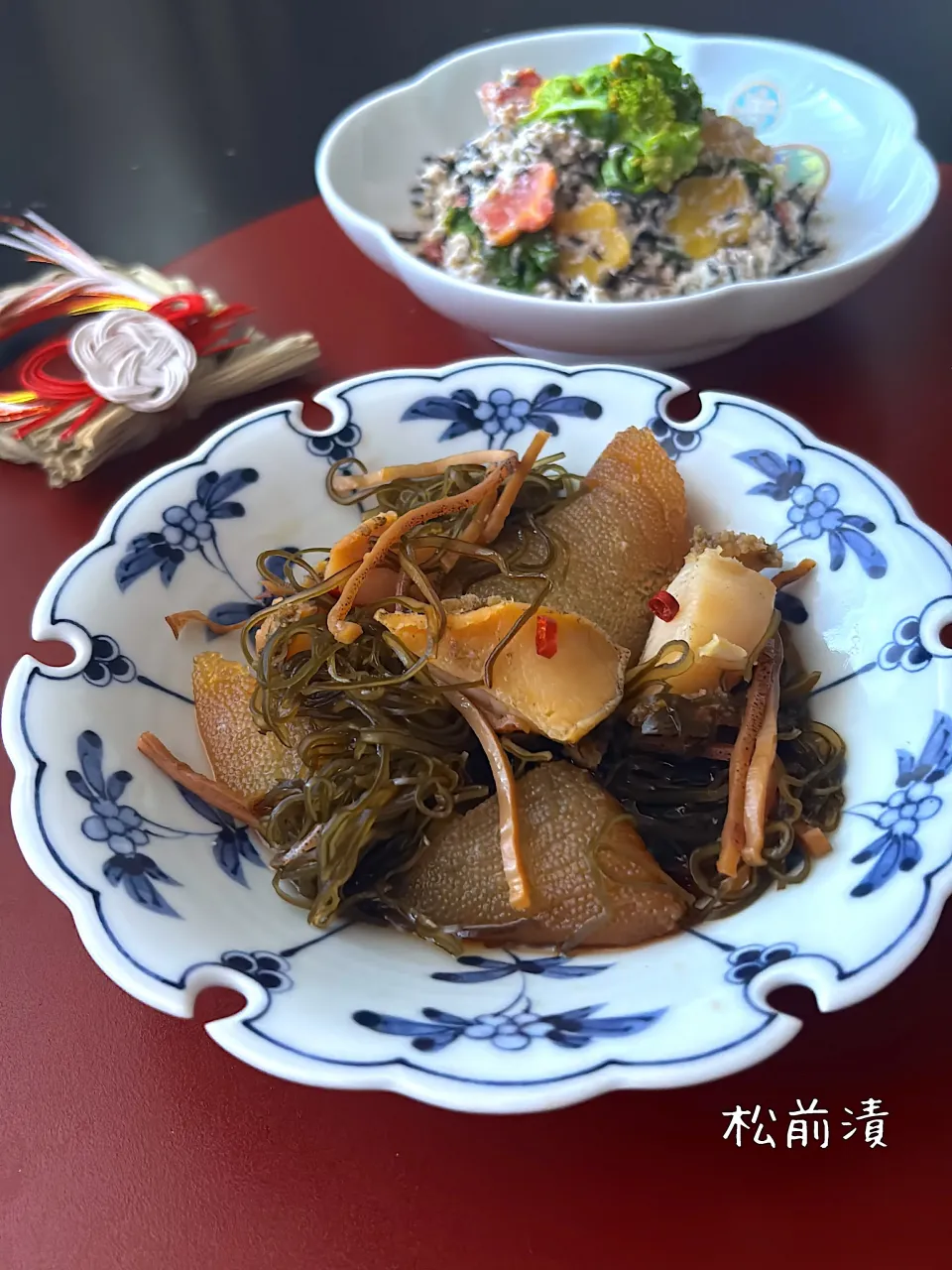 数の子と鮑の松前漬&菜の花の白和え|とんちんさん