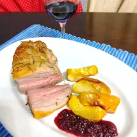 ローストポーク、林檎、ブラックベリーソース添え| setuさん