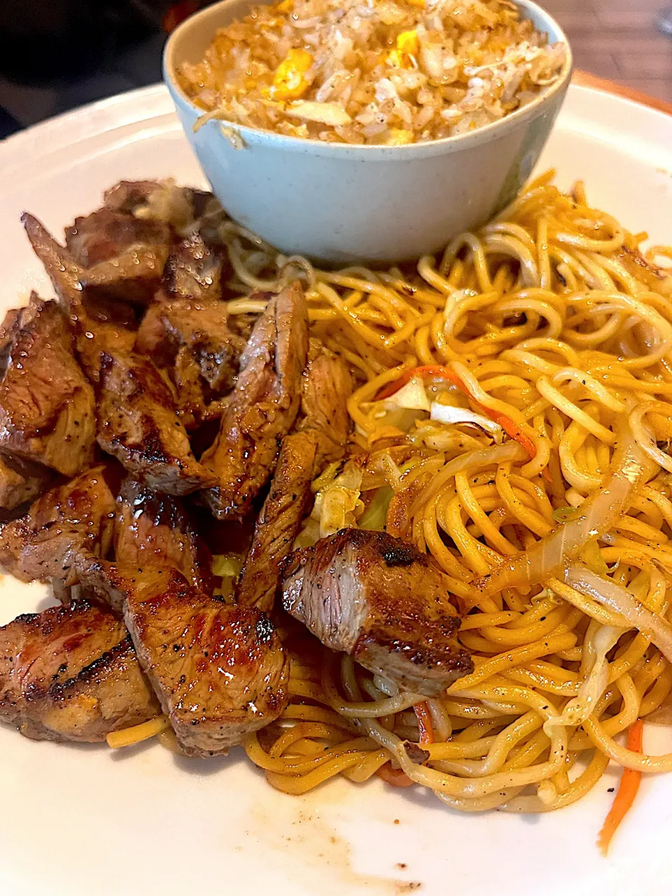 Steak Yakisoba and Fried Rice|🌺IAnneさん