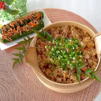 中華風おこわと一本漬けきゅうりキムチ