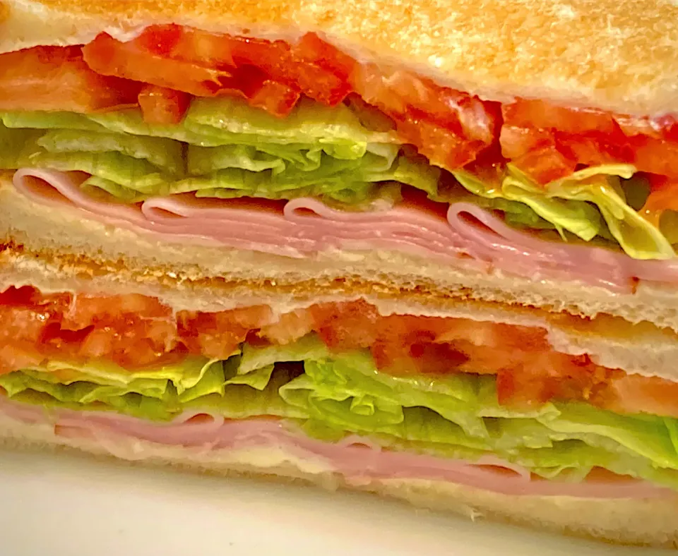 雑煮も飽きたので今朝は                                   「トーストサンド」(ハム•🥬・🍅)|mottoさん