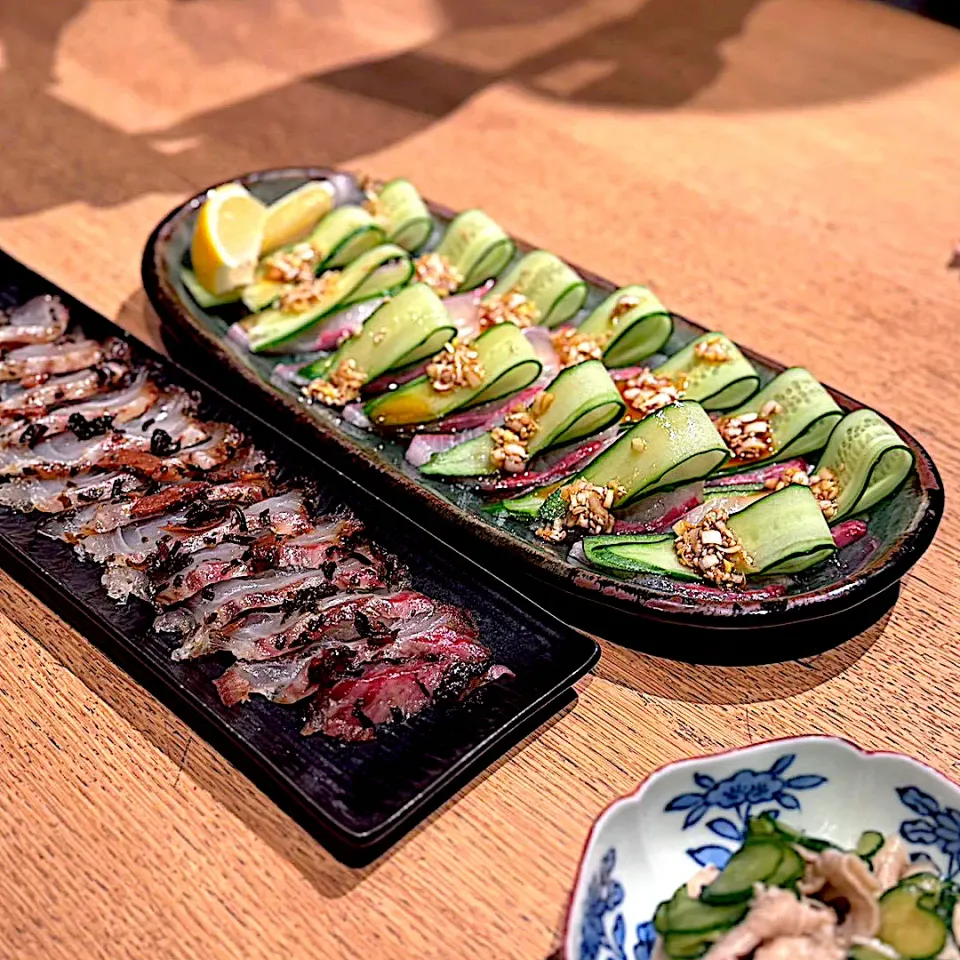 カンパチのカルパッチョと鯛の塩昆布締め|ぶりぞうさん