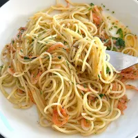 桜エビと水菜で和風ペペロンチーノ|pipiさん