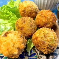 里芋コロッケとにんじんサラダとレンズ豆スープ|n_nさん