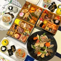 買ったお節、お煮しめ、栗きんとん、黒豆、昆布巻|kekekeさん