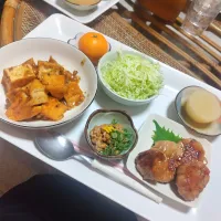 厚揚げの麻婆豆腐の夜ご飯です✨