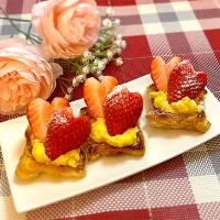 ハートいちごのカスタードパイ🍓