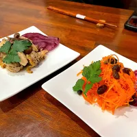 人参ラペ、ホタテときのこのマリネ|こいちさん