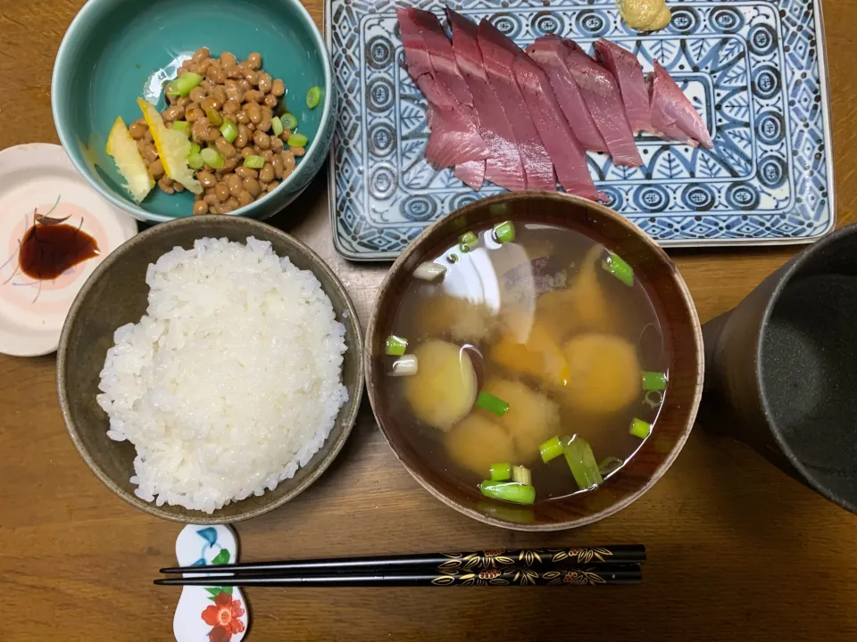 夕食ヤイトカツオに刺身定食|ATさん