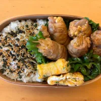 豚肉のえのき巻き、ピーマンの塩昆布炒め、卵焼き| あしゃみさん