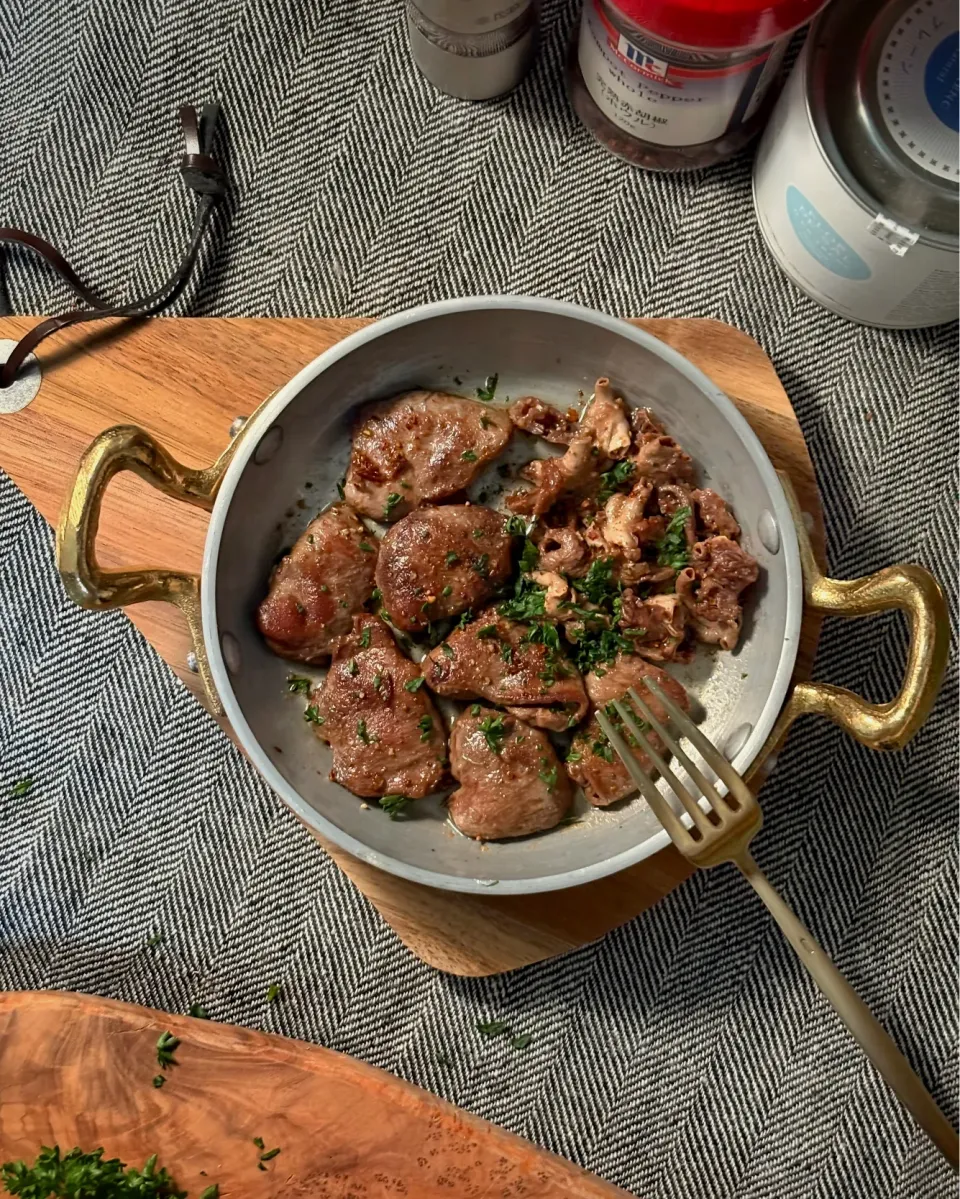 鶏ハツとハツモトのプランチャ|まる(丸大豆)さん