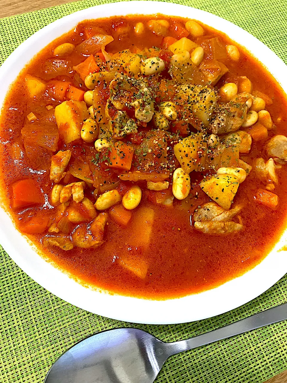 鶏モモとたっぷり野菜のトマト煮込み|単身赴任のっちさん