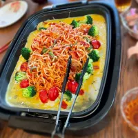 ホットプレートナポリタン🍅🥦