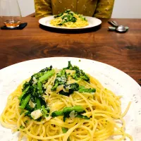 菜の花のオイルスパゲッティ| タロッカ主夫見習いさん