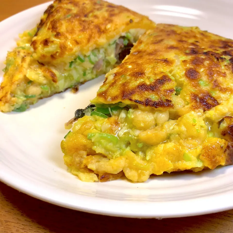 夕飯：キャベツとネギのふわふわ焼き|Leicaさん