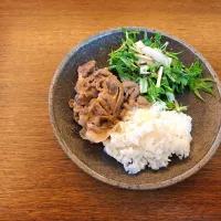 豚生姜焼きと、水菜と山芋ひじき　青紫蘇ドレッシングサラダプレートランチ| kazさん