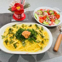 「明太パスタ＆カプレーゼ」|バシュランさん