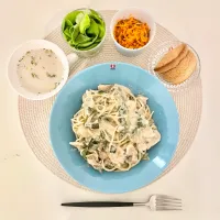 鱈とまいたけとニラの豆乳クリームパスタ|ranさん