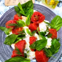 🔷🍅トマト缶で作るカプレーゼ　dancyu🔷|@きなこさん