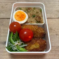 カニ飯、カニクリームコロッケ弁当|junさん