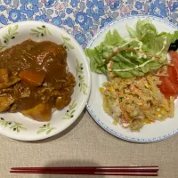 カレーとマカロニサラダ|おしゃべり献立さん