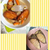 夜ごはんさつま揚げ味噌󠄀にんにく味煮物、ぶり煮物|m.rafuさん