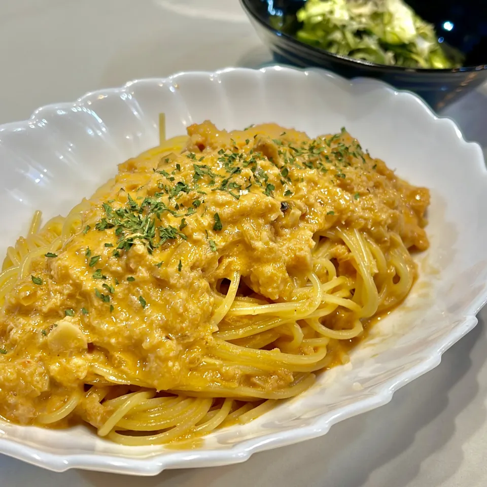 カニトマトクリームパスタ|ぎんさん