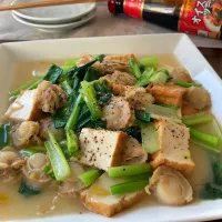 ボイルホタテ＆厚揚げ＆小松菜のオイスター炒め