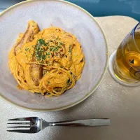 トマトクリームパスタ🍅|S h i z🦋さん