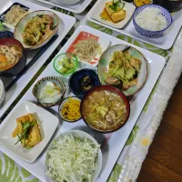 白ご飯の代わりに千切りキャベツ🥬定食です✨|rikako♪。.:＊さん