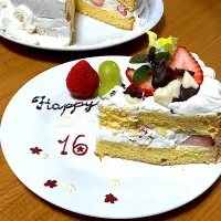 ＊娘ちゃん16歳お誕生日ケーキ🎂🎉＊|＊抹茶＊さん