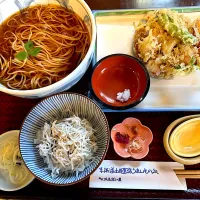 蒲鉾のかき揚げ天そばにミニしらす丼|マハロ菊池さん