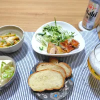 チキンサラダで晩酌|おかめんさん