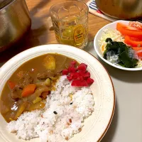 2026/01/09 Kスペシャルカレー、紅大根ぬか漬け(無印ぬか漬け)、海藻サラダ|kykyさん