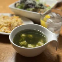 1/11の夕食　生海苔と豆腐のスープ|yoneさん