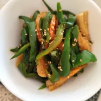 cocco+さんの料理 ピーマンとチクワのきんぴら✨明日の旦那さん弁当用に!!