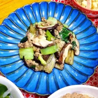 めいめいさんの料理 鶏ひき肉とチンゲン菜、茄子のオイスターソース炒め|まゆめろさん